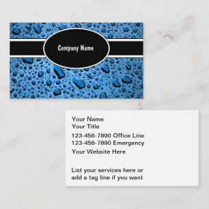 Plumbing Business Cards Water Theme