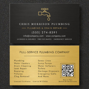 Plumbing Company Steel Metal QR Code Business Card