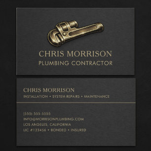 Plumbing Contractor Wrench Professional Business Card
