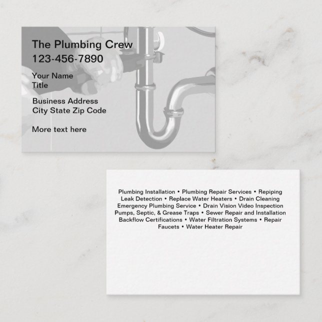 Plumbing Crew Two Side Business Card (Front/Back)