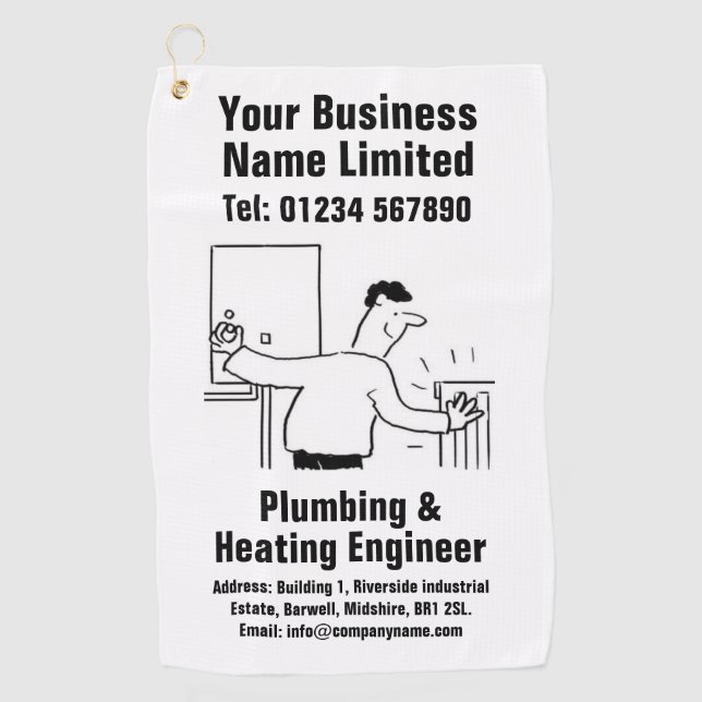 Plumbing & Heating Engineer Design Golf Towel (Front)