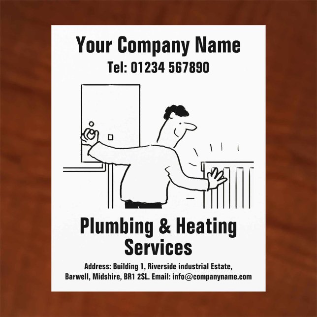 Plumbing & Heating Services Cartoon Design Flyer (Creator Uploaded)
