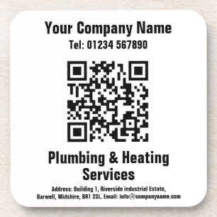 Plumbing & Heating Services QR Code Design Coaster