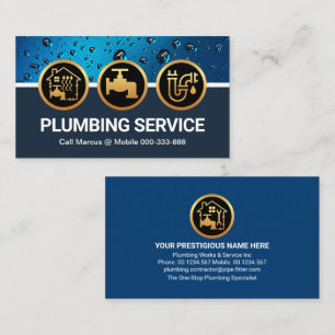 Plumbing Icons Water Drop Business Card