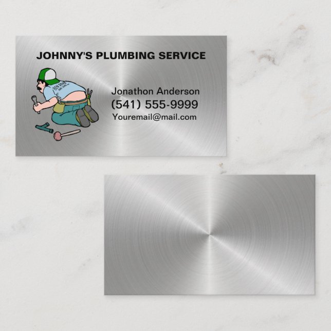 Plumbing Maintenance Service Guy Business Card (Front/Back)