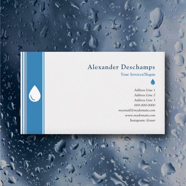 Plumbing or House Cleaning - Water Drop  Business Card (Plumbing or House Cleaning - Water Drop Business Card)
