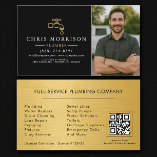 Plumbing Plumber Photo QR Code Business Card