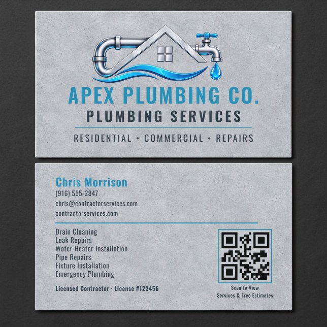 Plumbing Plumber QR Code Business Card (Creator Uploaded)