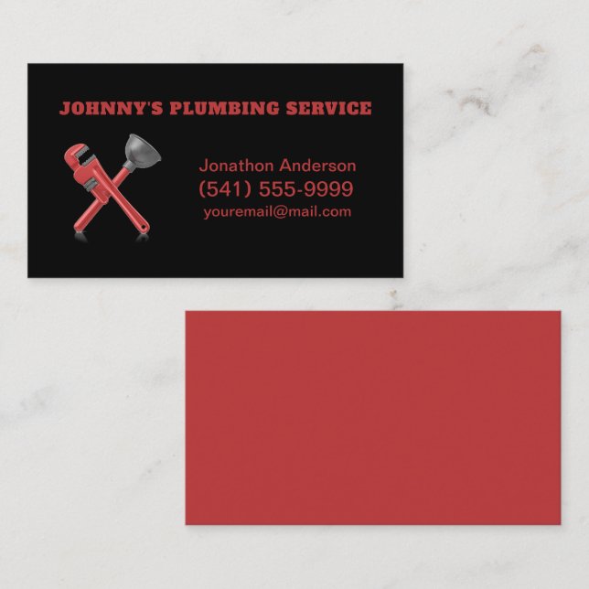 Plumbing Plunger Wrench  Business Card (Front/Back)