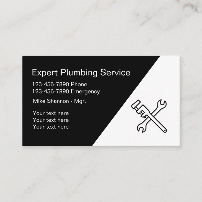 Plumbing Professional Design Business Card (Front)