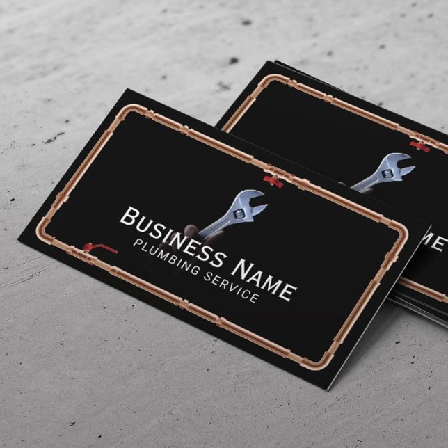 Plumbing Repair Service Professional Pipe Frame Business Card (Creator Uploaded)