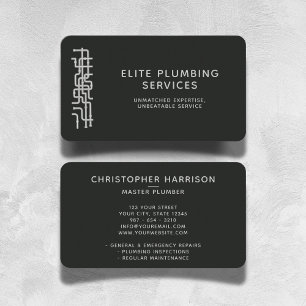 Plumbing Repair Service Water Pipes Modern Black Business Card