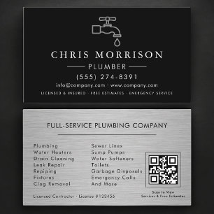 Plumbing Service and Repair Plumber QR Code Business Card
