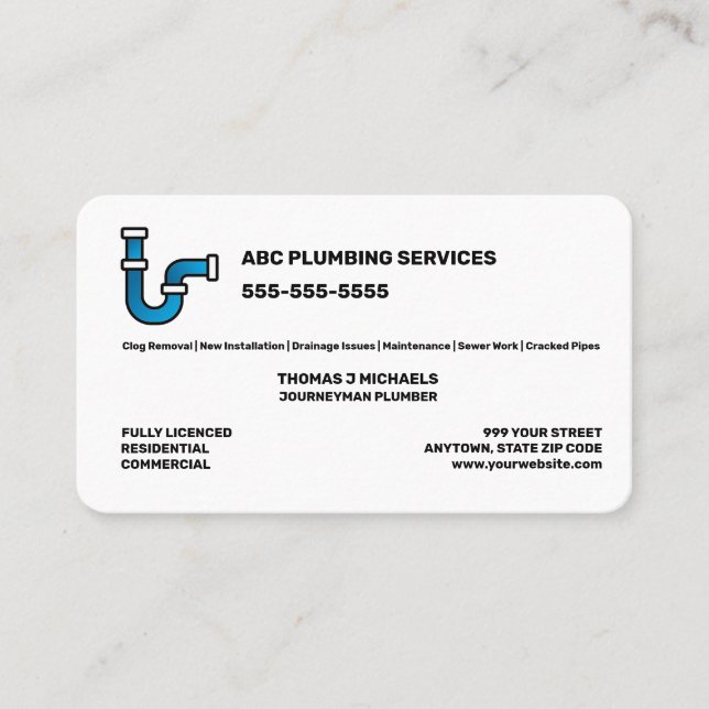 Plumbing Service Business Card (Front)