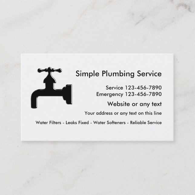 Plumbing Service Business Cards (Front)