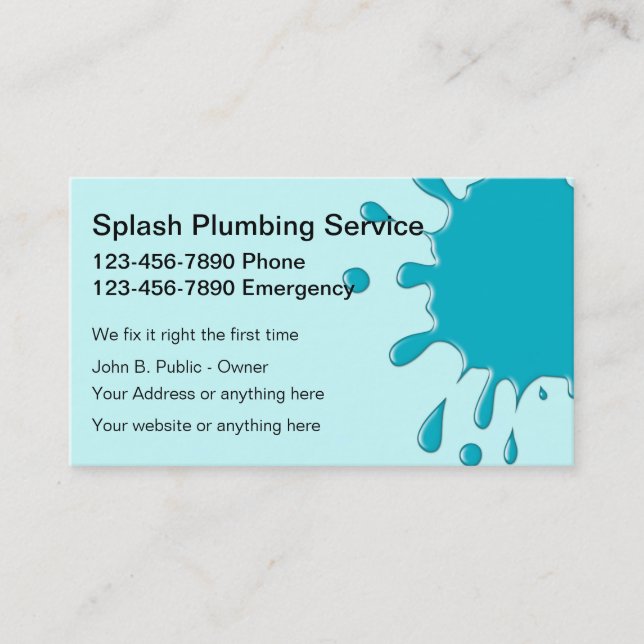 Plumbing Service Business Cards (Front)