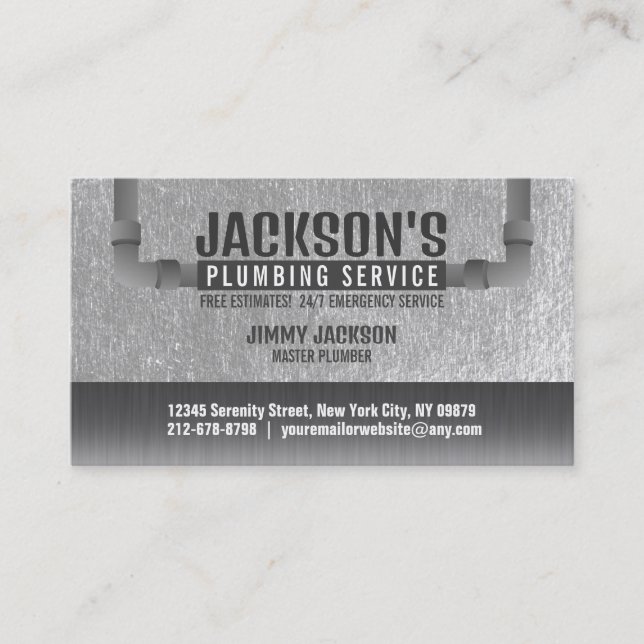 Plumbing Service Business Cards with slogan (Front)
