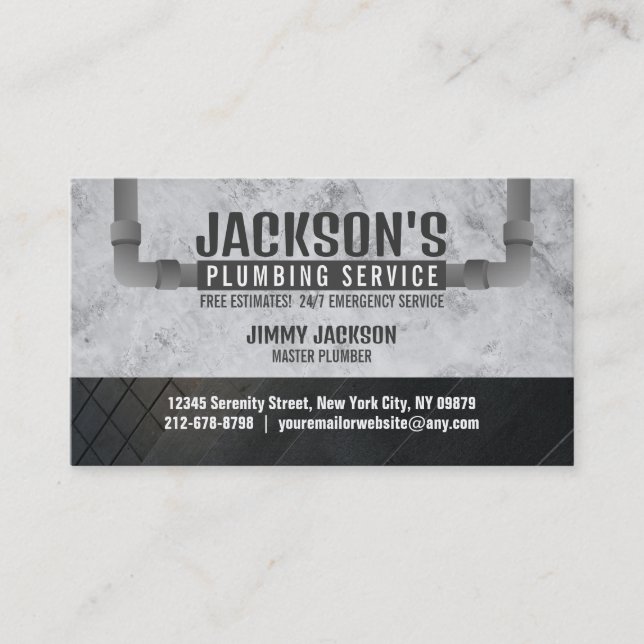 Plumbing Service Business Cards with slogan (Front)