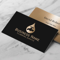Plumbing Service Gold Water Drop Logo Plumber