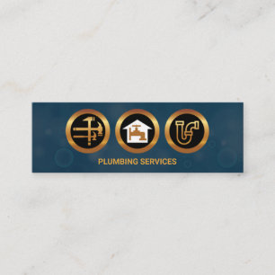 Plumbing Service Icons Blue Bubbles Plumbing Mini Business Card