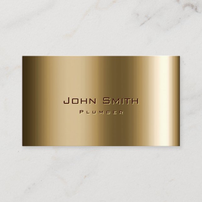 Plumbing Service Metallic Bronze Plumber Business Card (Front)