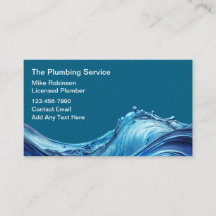 Plumbing Service Modern Water Splash Business Card