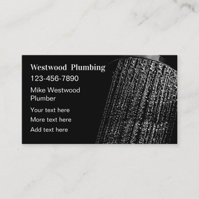 Plumbing Service Shower Theme  Business Card (Front)