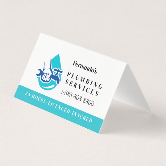 Plumbing Service Water Drop Logo Plumber Business (Front)