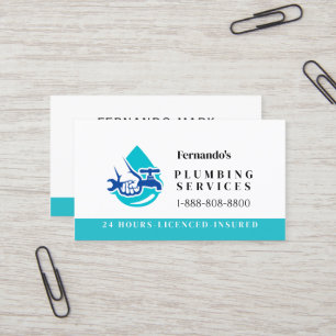 Plumbing Service Water Drop Logo Plumber Business Card