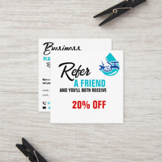 Plumbing Service Water Drop Logo Plumber Business Referral Card