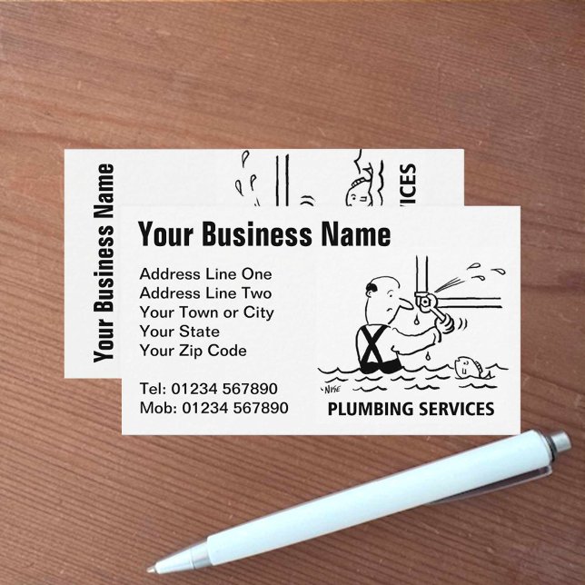 Plumbing Services Cartoon Business Card (Creator Uploaded)