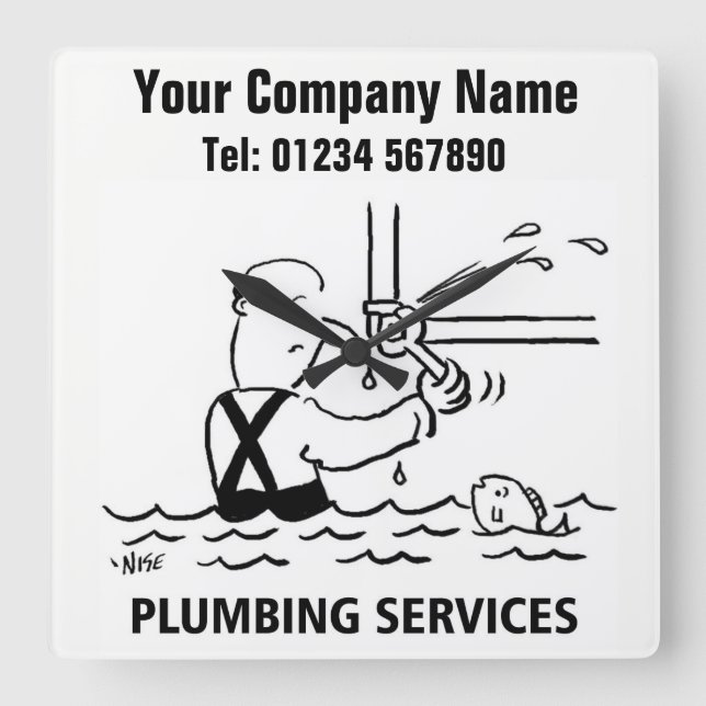 Plumbing Services Cartoon Clock (Front)
