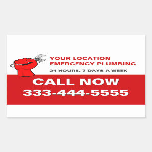 PLUMBING SERVICES & LOCAL EMERGENCY PLUMBERS RECTANGULAR STICKER