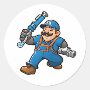 plumbing services logo classic round sticker