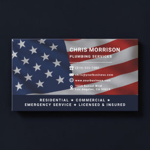 Plumbing Services Patriotic Professional Business Card