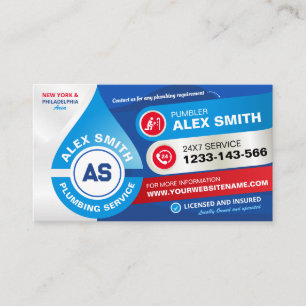 Plumbing Services, Plumber,  Plumb Repair Business Card
