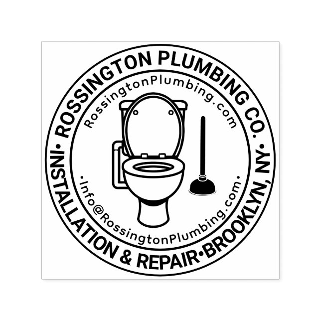 Plumbing Toilet P Business Name Location URL Email Self-inking Stamp (Design)