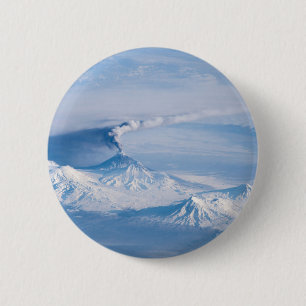 Plume Emanating From Kliuchevskoi Volcano. 6 Cm Round Badge