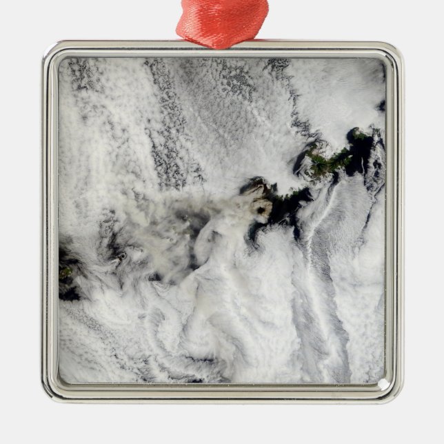 Plume from Okmok Volcano, Aleutian Islands Metal Tree Decoration (Front)
