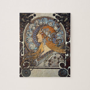 Plume Zodiac Woman by Alphonse Mucha – Art Nouveau Jigsaw Puzzle