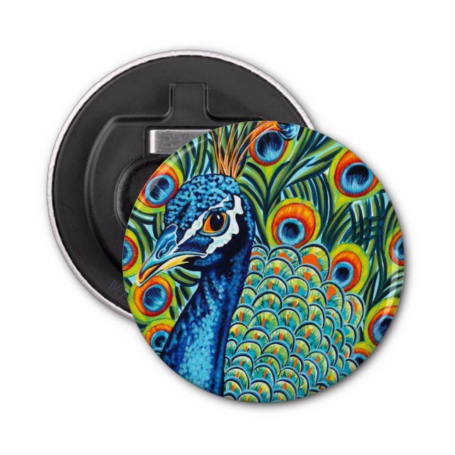 Plumed Peacock I Bottle Opener (Front)