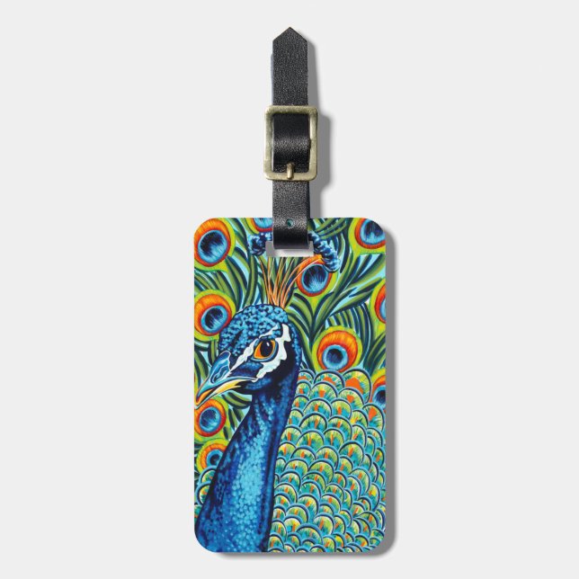 Plumed Peacock I Luggage Tag (Front Vertical)