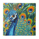 Plumed Peacock I Tile<br><div class="desc">Animals</div>