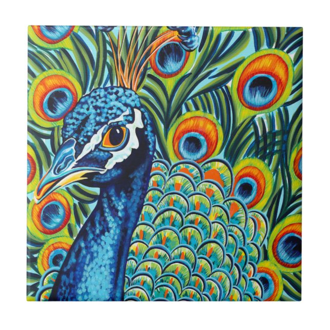 Plumed Peacock I Tile (Front)
