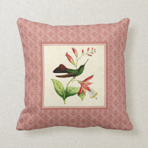Plumeleteer Hummingbird Damask Pillow