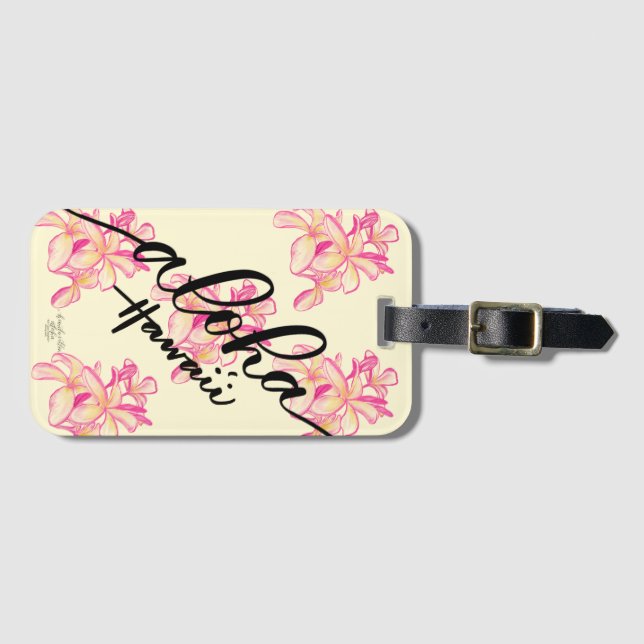 Plumeria Aloha Hawaii Bag Tags (Front Horizontal)