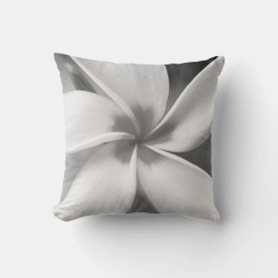 Plumeria - Black and White Macro Portrait Cushion