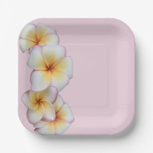 Plumeria blooms paper plate