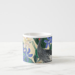 Plumeria Blue Flowers, Watercolor Seamless. Espresso Cup