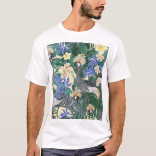 Plumeria Blue Flowers, Watercolor Seamless. T-Shirt